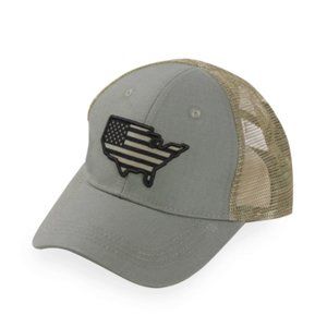Highland Tactical USA Country Flag - Trucker Mesh Hat in Olive Snap Back